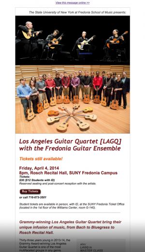 Los Angeles Guitar Quartet, email campaign